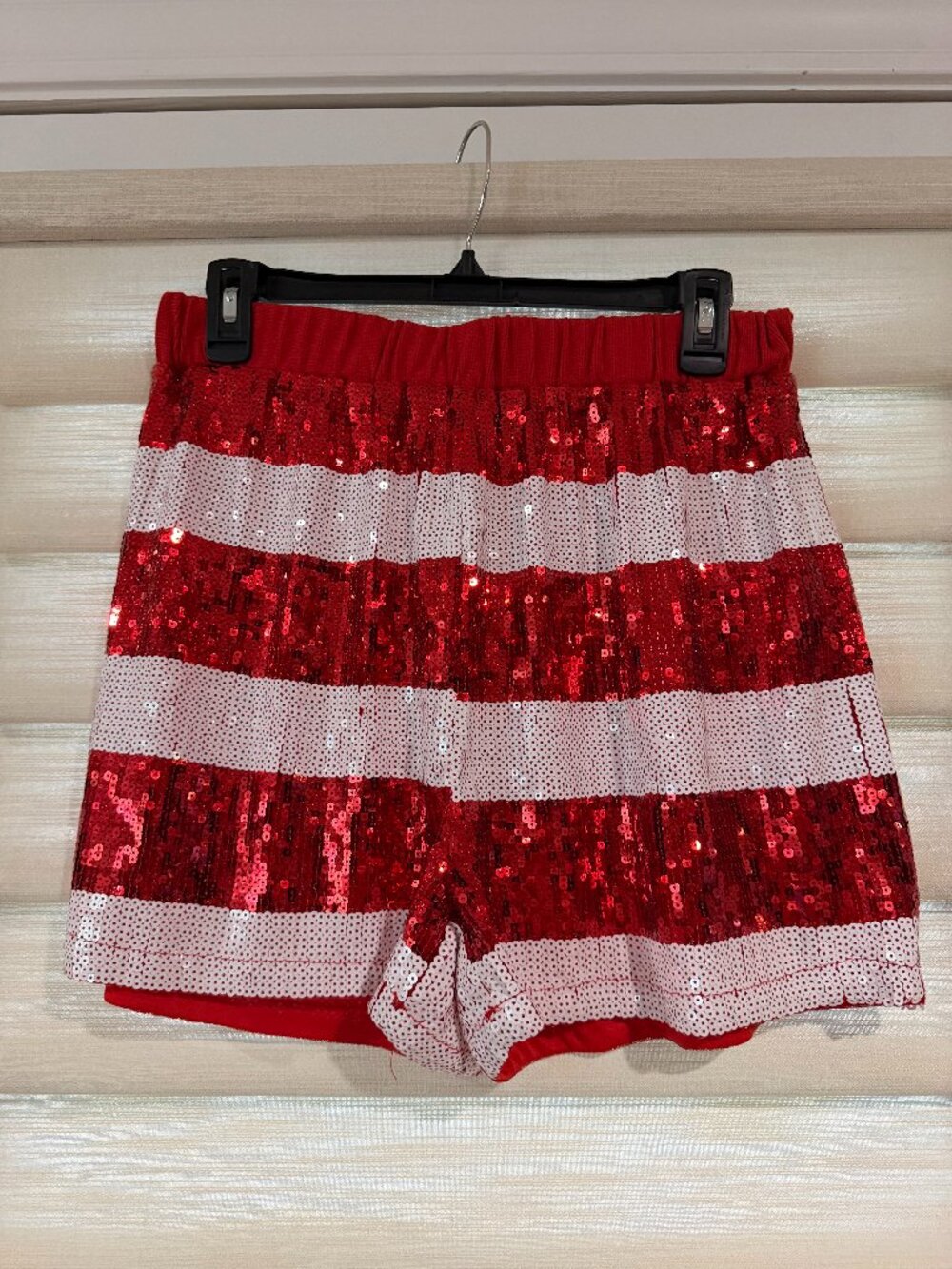 candy cane sequin shorts (size L)